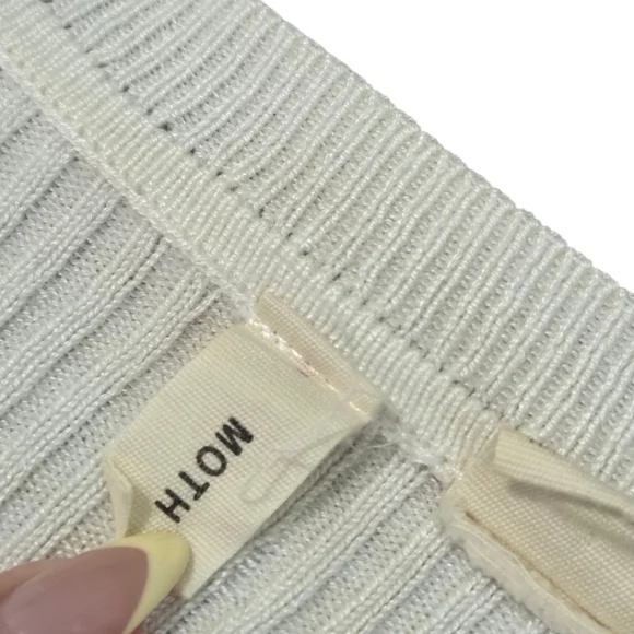 Anthropologie Cream Ribbed Knit Fabric Wrap Cardigan, Moth Brand - Picture 2 of 5